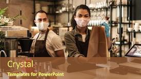  Presentation with lockdown - Theme enhanced with coffee-shop-owners-with-face background and a tawny brown colored foreground