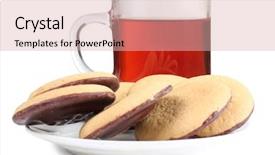  Presentation with tea coffee - PPT theme with coffee soda - biscuits and a cup background and a  colored foreground