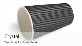  Presentation with black paper texture black - PPT layouts enhanced with coffee soda - black disposable paper cup lying background and a  colored foreground