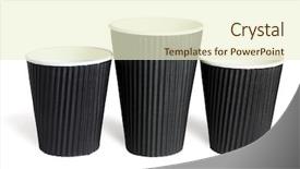  Presentation with paper cups - Slides enhanced with coffee soda - black disposable paper cups background and a  colored foreground