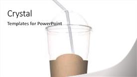  Presentation with plastic - Slide set having coffee soda - disposable plastic cup isolated background and a white colored foreground