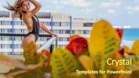  Presentation with resort - Amazing presentation theme having coffee soda - hispanic brunette model lounging backdrop and a  colored foreground