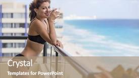  Presentation with client server model - Colorful PPT layouts enhanced with coffee soda - hispanic brunette model lounging backdrop and a  colored foreground