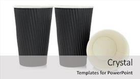  Presentation with paper cups - Presentation theme consisting of coffee soda - three disposable black paper cups background and a  colored foreground