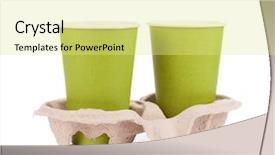  Presentation with paper cups - PPT layouts with coffee soda - two paper cups with takeaway background and a  colored foreground