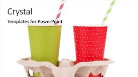  Presentation with paper cups - Theme featuring coffee soda - two paper cups with takeaway background and a white colored foreground