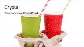  Presentation with paper cups - Presentation design having coffee soda - two paper cups with takeaway background and a white colored foreground