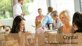  Presentation with friends eating and drinking wine - PPT layouts featuring coffee soda - women friends enjoying a drink background and a coral colored foreground