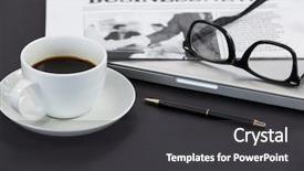  Presentation with newspaper laptop - Audience pleasing presentation consisting of coffee spectacles closed laptop newspaper backdrop and a dark gray colored foreground