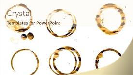  Presentation with coffee - Audience pleasing slides consisting of stains isolated over white background backdrop and a cream colored foreground