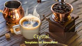  Presentation with hot and cold coffee cup - Slide deck having coffee-still-life-hot-cup background and a tawny brown colored foreground