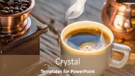  Presentation with coffee cup - Colorful slide deck enhanced with coffee-still-life-hot-cup backdrop and a coral colored foreground