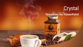  Presentation with free - Audience pleasing presentation design consisting of coffee still life with free backdrop and a  colored foreground