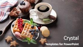  Presentation with waffles - Cool new slide deck with coffee sweets and waffles backdrop and a dark gray colored foreground