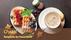  Presentation with waffles - Audience pleasing theme consisting of coffee sweets and waffles backdrop and a tawny brown colored foreground