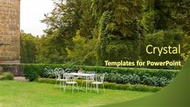  Presentation with ancient - Colorful slides enhanced with coffee-table-in-yard-ancient backdrop and a tawny brown colored foreground