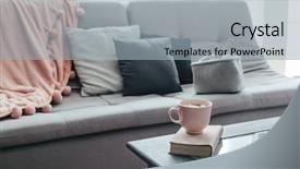  Presentation with coffee book - Amazing slide deck having coffee table warm pompon blanket backdrop and a light gray colored foreground