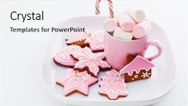  Presentation with pink and white - Theme with coffee tea - lovely pink gingerbreads on white background and a white colored foreground