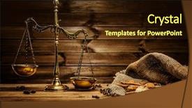  Presentation with theme - Presentation design featuring coffee theme with brass scales background and a wine colored foreground