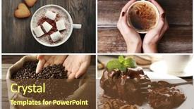  Presentation with piano and coffee - Theme consisting of coffee themed collage background and a tawny brown colored foreground
