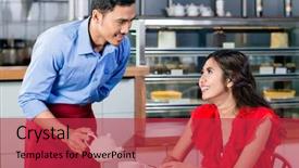  Presentation with college coffee shop - Cool new slides with coffee to her as customer backdrop and a red colored foreground