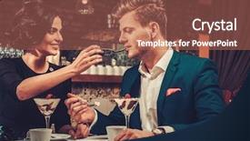  Presentation with desert - Presentation theme with coffee together in a restaurant background and a coral colored foreground