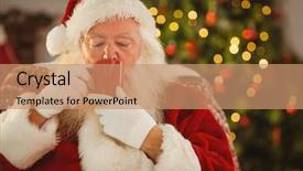  Presentation with santa claus and reindeers - Slides enhanced with coffee tree - santa claus drinking a hot background and a coral colored foreground