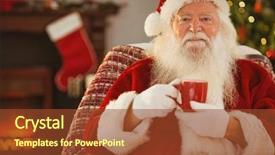  Presentation with santa claus holding scroll paper - Amazing slide deck having coffee tree - smiling santa claus holding backdrop and a  colored foreground