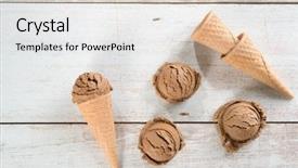  Presentation with ice cream cone - PPT theme enhanced with coffee waffles - top view cocoa ice cream background and a lemonade colored foreground