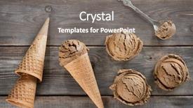  Presentation with ice cream cone - Cool new theme with coffee waffles - top view cocoa ice cream backdrop and a gray colored foreground