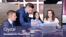  Presentation with conference - Cool new slide set with coffee water - business people working in conference backdrop and a ocean colored foreground