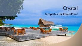  Presentation with water ocean - Colorful presentation theme enhanced with coffee water - cafe on the beach ocean backdrop and a  colored foreground