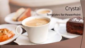  Presentation with cake - Colorful presentation theme enhanced with coffee with cake backdrop and a soft green colored foreground