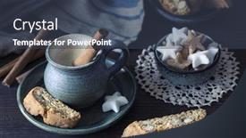  Presentation with cookies - Audience pleasing slide deck consisting of coffee with cinnamon and cantuccini cookies backdrop and a tawny brown colored foreground