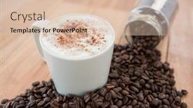  Presentation with coffee beans - Presentation design consisting of coffee with coffee beans and jar on wooden table background and a lemonade colored foreground