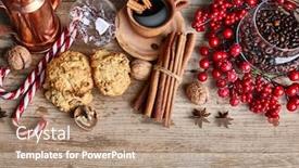  Presentation with christmas baking - Cool new slide deck with coffee-with-cookies-cinnamon backdrop and a coral colored foreground