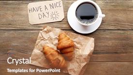  Presentation with croissant - Beautiful presentation theme featuring coffee with fresh croissant backdrop and a red colored foreground