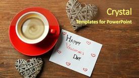  Presentation with coffee cup - Colorful slides enhanced with coffee with grey hearts backdrop and a tawny brown colored foreground