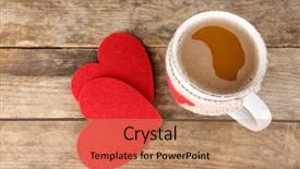  Presentation with hearts - Colorful slides enhanced with coffee with red felt backdrop and a coral colored foreground