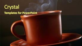  Presentation with coffee cup diary - Audience pleasing PPT theme consisting of coffee with smoke over dark backdrop and a  colored foreground