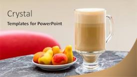  Presentation with syrup - PPT theme enhanced with coffee-with-syrup-in-cafe background and a lemonade colored foreground