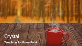  Presentation with autumn leaves - Cool new slides with coffee wooden table on sun backdrop and a tawny brown colored foreground