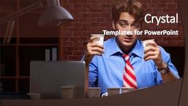  Presentation with employee working in industry - Audience pleasing theme consisting of coffee working at night shift backdrop and a tawny brown colored foreground