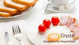  Presentation with what is english literature - Presentation having coffeebread - english breakfast with egg bakon background and a  colored foreground