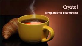  Presentation with tea croissant - Audience pleasing slides consisting of coffeebread - hot tea and croissant backdrop and a wine colored foreground