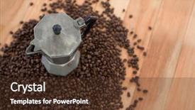  Presentation with coffee beans - Cool new slides with coffeemakers - coffee beans with metallic coffeemaker backdrop and a  colored foreground