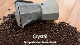  Presentation with coffee beans - Slide set enhanced with coffeemakers - coffee beans with metallic coffeemaker background and a  colored foreground