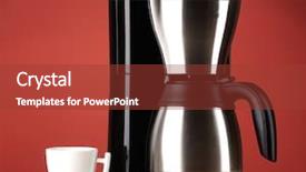  Presentation with red coffee bean - Slide set featuring coffeemakers - coffee maker on red background background and a tawny brown colored foreground