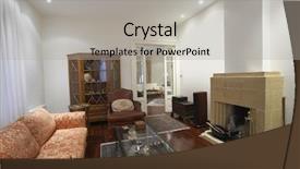  Presentation with living room - Presentation theme enhanced with coffeetable - interior of living room background and a  colored foreground