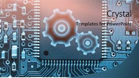  Presentation with circuit - Amazing slide deck having cog and wheel against blue electronic circuit backdrop and a coral colored foreground